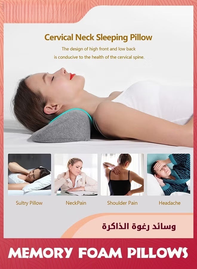 الوسائد عنق الرحم للتخفيف من الألم النوم,وسادة الرغوة الذاكرة العنق مكثفة للتخفيف من الألم الصلب,وسادة الرقبة دعم الرقبة لفة وسادة السرير,الرمادي الداكن الوسائد عنق الرحم للتخفيف من الألم النوم,وسادة الرغوة الذاكرة العنق مكثفة للتخفيف من الألم الصلب,وسادة الرقبة دعم الرقبة لفة وسادة السرير,الرمادي الداكن - Image 2